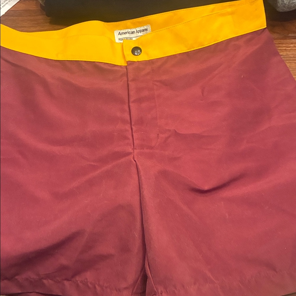 American Apparel Burgundy and Yellow Men Shorts